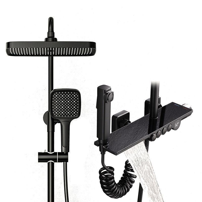 Rectangle Shower Combo Digital Display Adjustable Spray Pattern Wall Mount Shower System Clearhalo 'Bathroom Remodel & Bathroom Fixtures' 'Home Improvement' 'home_improvement' 'home_improvement_shower_faucets' 'Shower Faucets & Systems' 'shower_faucets' 'Showers & Bathtubs Plumbing' 'Showers & Bathtubs' 1200x1200_e2c4315c-3dd7-4c18-9765-beb72a4c80f7