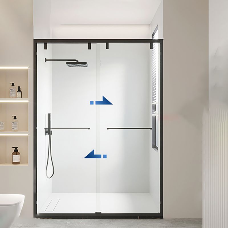 Double Sliding Shower Doors Semi-Frameless Clear Shower Door Clearhalo 'Bathroom Remodel & Bathroom Fixtures' 'Home Improvement' 'home_improvement' 'home_improvement_shower_tub_doors' 'Shower and Tub Doors' 'shower_tub_doors' 'Showers & Bathtubs' 1200x1200_e2d14852-3f00-4db5-b51e-d857f707ac6a