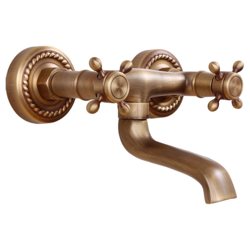 Traditional Wall Mounted Metal Tub Filler Double Handles Waterfall Tub Faucet Trim Clearhalo 'Bathroom Remodel & Bathroom Fixtures' 'Bathtub Faucets' 'bathtub_faucets' 'Home Improvement' 'home_improvement' 'home_improvement_bathtub_faucets' 1200x1200_e2e2dc3c-984b-456a-ace4-031b2e25771f