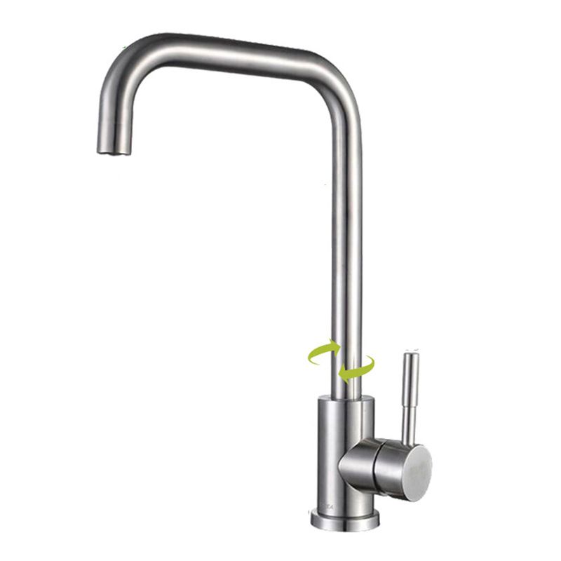 Stainless Steel Kitchen Faucet Single Handle Gooseneck Faucet Clearhalo 'Home Improvement' 'home_improvement' 'home_improvement_kitchen_faucets' 'Kitchen Faucets' 'Kitchen Remodel & Kitchen Fixtures' 'Kitchen Sinks & Faucet Components' 'kitchen_faucets' 1200x1200_e30bdfd7-1b6a-45ea-99ed-9bfdf738c6d7