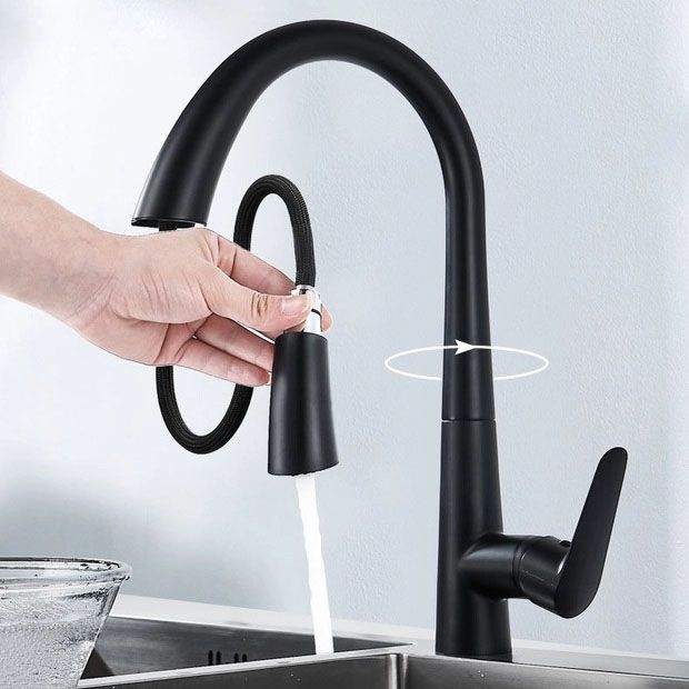 Modern 1-Handle Faucets Copper with Pull Out Sprayer Gooseneck Faucets Clearhalo 'Home Improvement' 'home_improvement' 'home_improvement_kitchen_faucets' 'Kitchen Faucets' 'Kitchen Remodel & Kitchen Fixtures' 'Kitchen Sinks & Faucet Components' 'kitchen_faucets' 1200x1200_e316a32a-04ea-4e4a-aa77-084a7e0bd6c3
