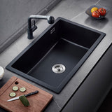 Black Quartz Kitchen Sink Drop-In Single Bowl Sink with Basket Strainer Clearhalo 'Home Improvement' 'home_improvement' 'home_improvement_kitchen_sinks' 'Kitchen Remodel & Kitchen Fixtures' 'Kitchen Sinks & Faucet Components' 'Kitchen Sinks' 'kitchen_sinks' 1200x1200_e31cdd5f-bf5c-4c59-afaf-414334998d10