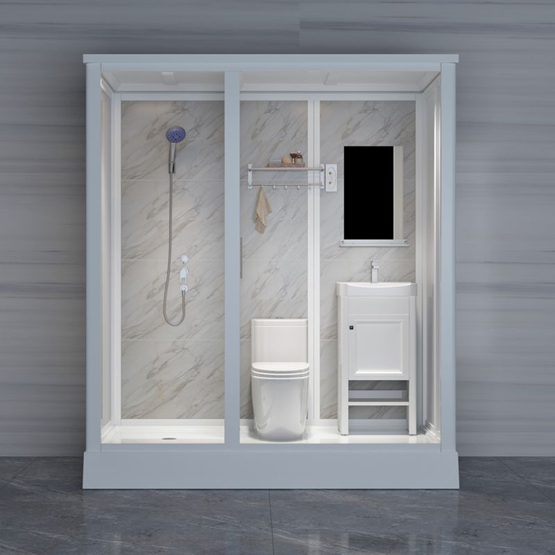 Contemporary Shower Stall Clear Framed Single Sliding Shower Stall with Ceiling Clearhalo 'Bathroom Remodel & Bathroom Fixtures' 'Home Improvement' 'home_improvement' 'home_improvement_shower_stalls_enclosures' 'Shower Stalls & Enclosures' 'shower_stalls_enclosures' 'Showers & Bathtubs' 1200x1200_e32407c2-1e5a-495b-9309-a6b91d49ebd3