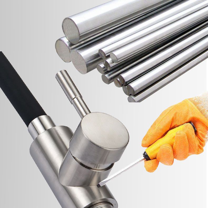 Contemporary Pull down Kitchen Faucet Single Handle 304 Stainless Steel Water Filler Clearhalo 'Home Improvement' 'home_improvement' 'home_improvement_kitchen_faucets' 'Kitchen Faucets' 'Kitchen Remodel & Kitchen Fixtures' 'Kitchen Sinks & Faucet Components' 'kitchen_faucets' 1200x1200_e337ffed-2aa3-4072-96c4-5ed312f80f97