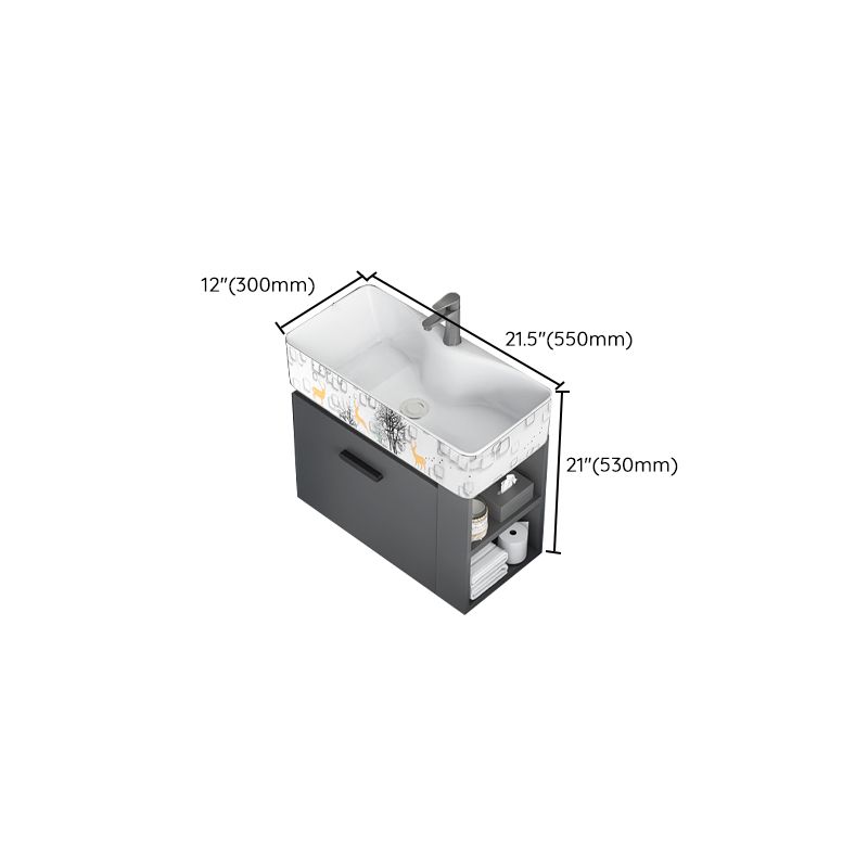 Single Sink Bathroom Vanity Modern White Ceramic Rectangular Vanity Set Clearhalo 'Bathroom Remodel & Bathroom Fixtures' 'Bathroom Vanities' 'bathroom_vanities' 'Home Improvement' 'home_improvement' 'home_improvement_bathroom_vanities' 1200x1200_e348a03f-f4d7-4dd6-b623-bee247676ea3