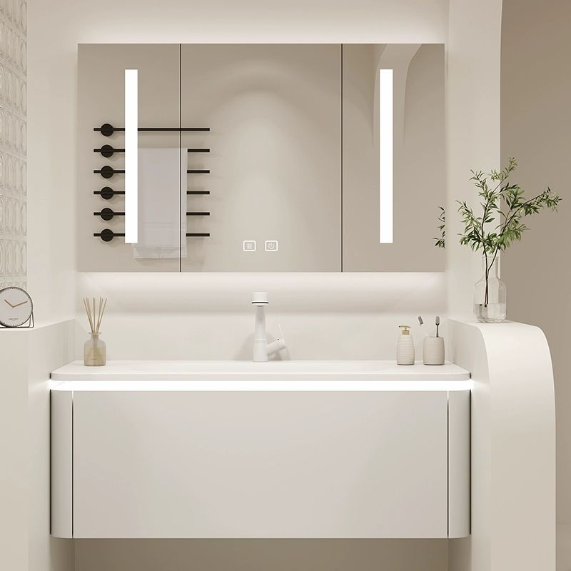 Stone Modern Mirror Included Bathroom Sink Vanity in White with Doors Drawers Clearhalo 'Bathroom Remodel & Bathroom Fixtures' 'Bathroom Vanities' 'bathroom_vanities' 'Home Improvement' 'home_improvement' 'home_improvement_bathroom_vanities' 1200x1200_e34ecaaf-9576-44e2-9600-0b60acec16bf