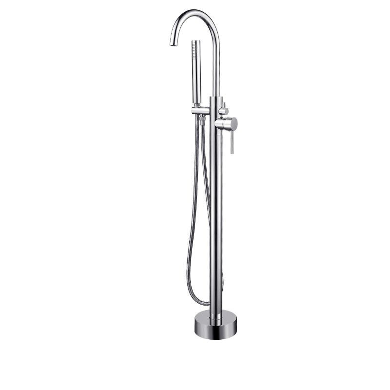 Modern Style Freestanding Tub Filler Copper Floor Mount Freestanding Tub Filler Clearhalo 'Bathroom Remodel & Bathroom Fixtures' 'Bathtub Faucets' 'bathtub_faucets' 'Home Improvement' 'home_improvement' 'home_improvement_bathtub_faucets' 1200x1200_e354d1d1-898e-4e3d-a9eb-aebbc2e6db46