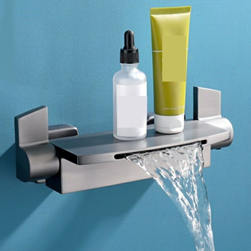 Wall Mounted Metal Tub Filler Double Handles Waterfall Faucet Clearhalo 'Bathroom Remodel & Bathroom Fixtures' 'Bathtub Faucets' 'bathtub_faucets' 'Home Improvement' 'home_improvement' 'home_improvement_bathtub_faucets' 1200x1200_e35c23ce-abd4-49f7-b9a0-23c1518a4456