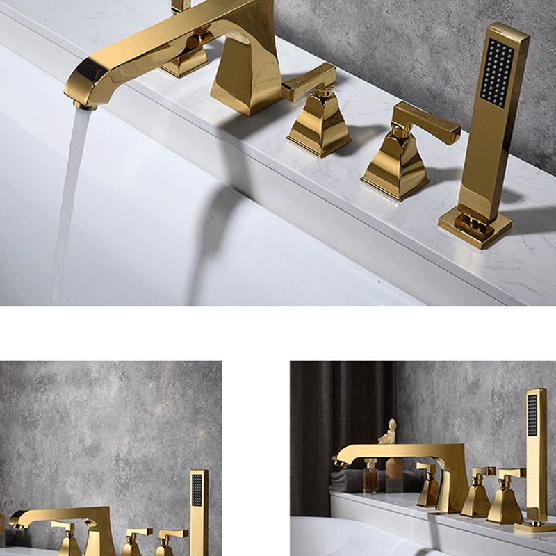 Modern Style Roman Tub Filler Low Arc Deck-Mount Copper Roman Tub Filler Clearhalo 'Bathroom Remodel & Bathroom Fixtures' 'Bathtub Faucets' 'bathtub_faucets' 'Home Improvement' 'home_improvement' 'home_improvement_bathtub_faucets' 1200x1200_e38b5fc6-940f-431c-bfaa-049b9a692978