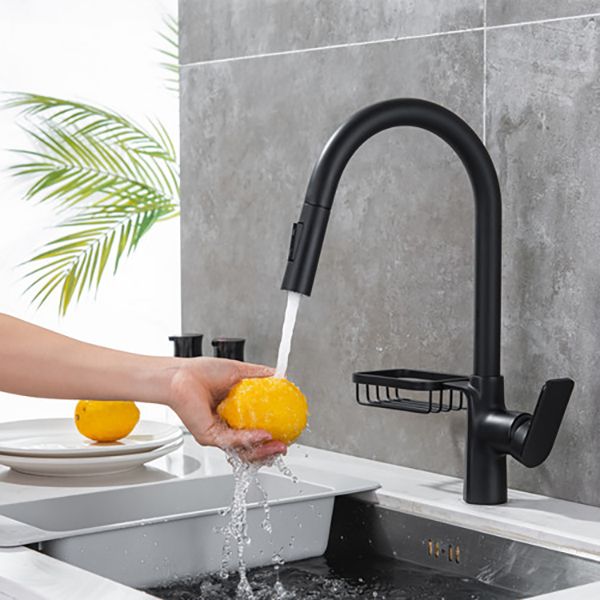 Modern Pull Down Kitchen Faucet Single Handle Faucet with Pull Out Sprayer Clearhalo 'Home Improvement' 'home_improvement' 'home_improvement_kitchen_faucets' 'Kitchen Faucets' 'Kitchen Remodel & Kitchen Fixtures' 'Kitchen Sinks & Faucet Components' 'kitchen_faucets' 1200x1200_e39dc939-b58b-45ac-b383-b253bae30448