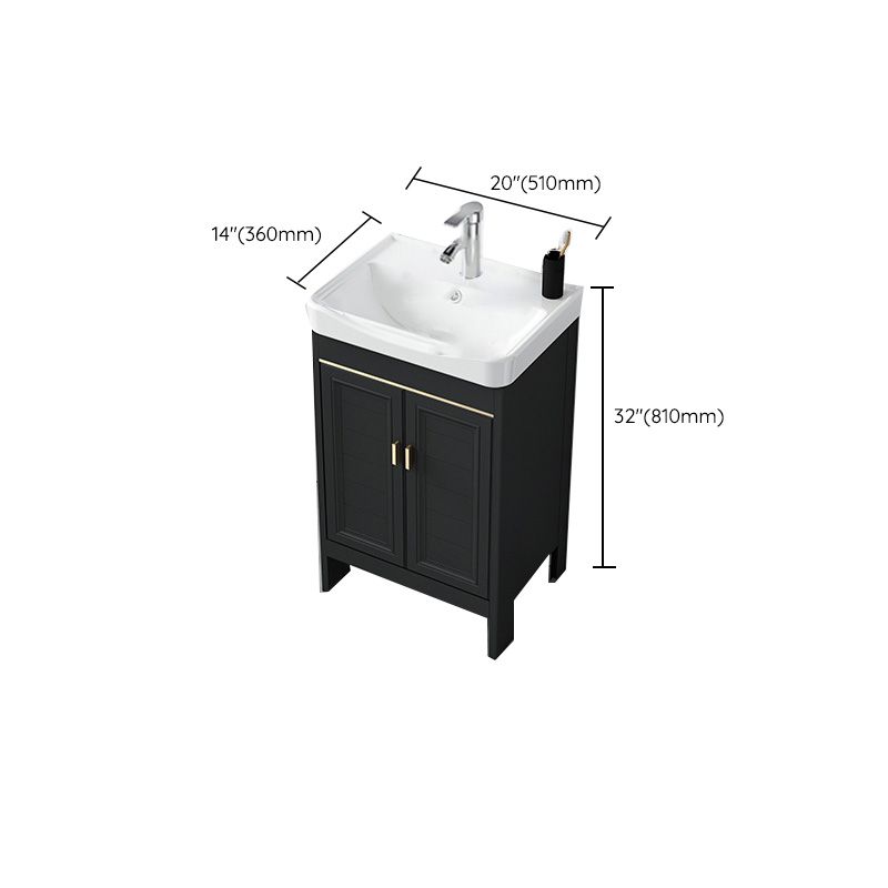 Modern Metal Sink Cabinet Mirror Wall-Mounted Bathroom Vanity Cabinet in Black Clearhalo 'Bathroom Remodel & Bathroom Fixtures' 'Bathroom Vanities' 'bathroom_vanities' 'Home Improvement' 'home_improvement' 'home_improvement_bathroom_vanities' 1200x1200_e3a00404-ac4e-405e-b9ae-ba2dc3610672