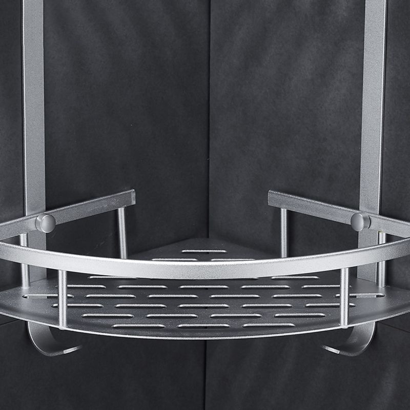 Silver Modern Bathroom Accessory Set with Bath Shelf/Towel Bar & Robe Hooks Clearhalo 'Bathroom Hardware Sets' 'Bathroom Hardware' 'Bathroom Remodel & Bathroom Fixtures' 'bathroom_hardware_sets' 'Home Improvement' 'home_improvement' 'home_improvement_bathroom_hardware_sets' 1200x1200_e3a16bf5-4cf8-43d9-894f-e4e977a1ce27