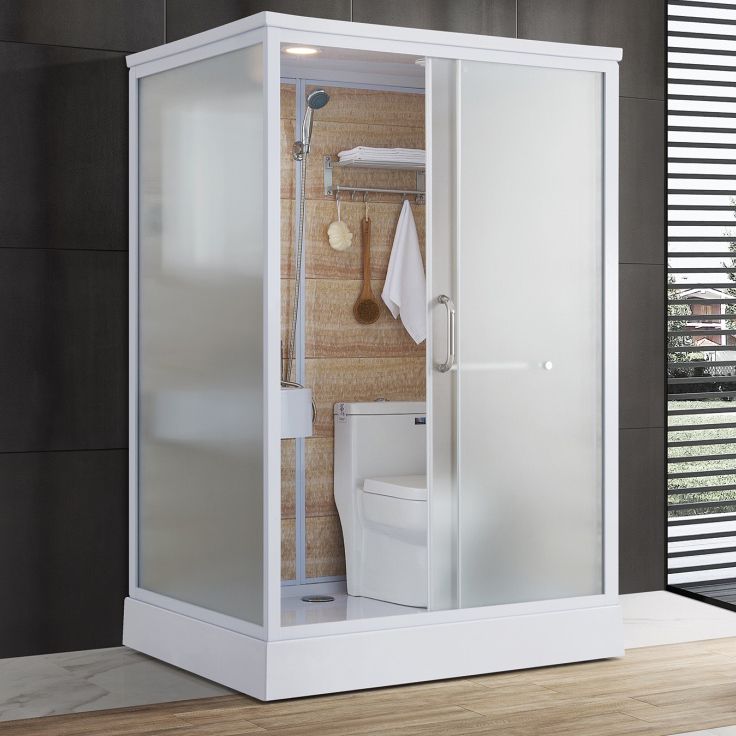 White Rectangular Shower Stall Tempered Glass Shower Enclosure without toilet Clearhalo 'Bathroom Remodel & Bathroom Fixtures' 'Home Improvement' 'home_improvement' 'home_improvement_shower_stalls_enclosures' 'Shower Stalls & Enclosures' 'shower_stalls_enclosures' 'Showers & Bathtubs' 1200x1200_e3aa93df-2321-4f82-8cac-e804a911f360