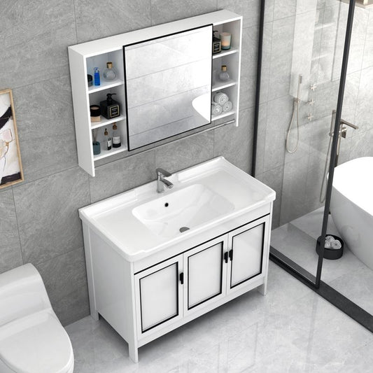 Metal Modern Bathroom Vanity Freestanding Faucet Included Sink Vanity Clearhalo 'Bathroom Remodel & Bathroom Fixtures' 'Bathroom Vanities' 'bathroom_vanities' 'Home Improvement' 'home_improvement' 'home_improvement_bathroom_vanities' 1200x1200_e3d0e8bb-1d7b-4dc4-8f4e-6fb843246259