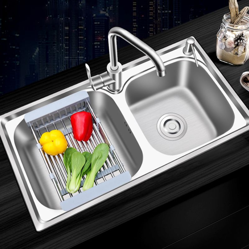 Modern Style Kitchen Sink Stainless Steel 2 Holes Drop-In Kitchen Sink Clearhalo 'Home Improvement' 'home_improvement' 'home_improvement_kitchen_sinks' 'Kitchen Remodel & Kitchen Fixtures' 'Kitchen Sinks & Faucet Components' 'Kitchen Sinks' 'kitchen_sinks' 1200x1200_e3d35996-4927-4891-bfe5-cb533b0f62cb
