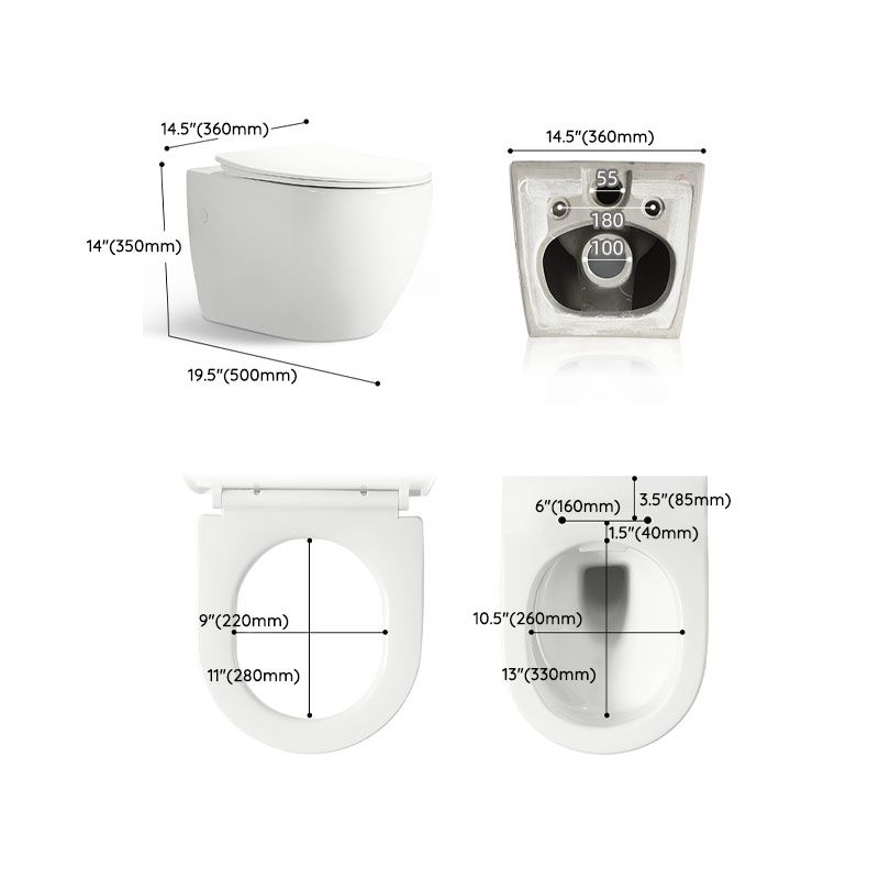 Wall-mounted Toilet Household In-wall Hidden Tank Soft-Close Seat Toilet Clearhalo 'Bathroom Remodel & Bathroom Fixtures' 'Home Improvement' 'home_improvement' 'home_improvement_toilets' 'Toilets & Bidets' 'Toilets' 1200x1200_e3f0cf13-6df0-4998-a8e9-9993b20e4c79