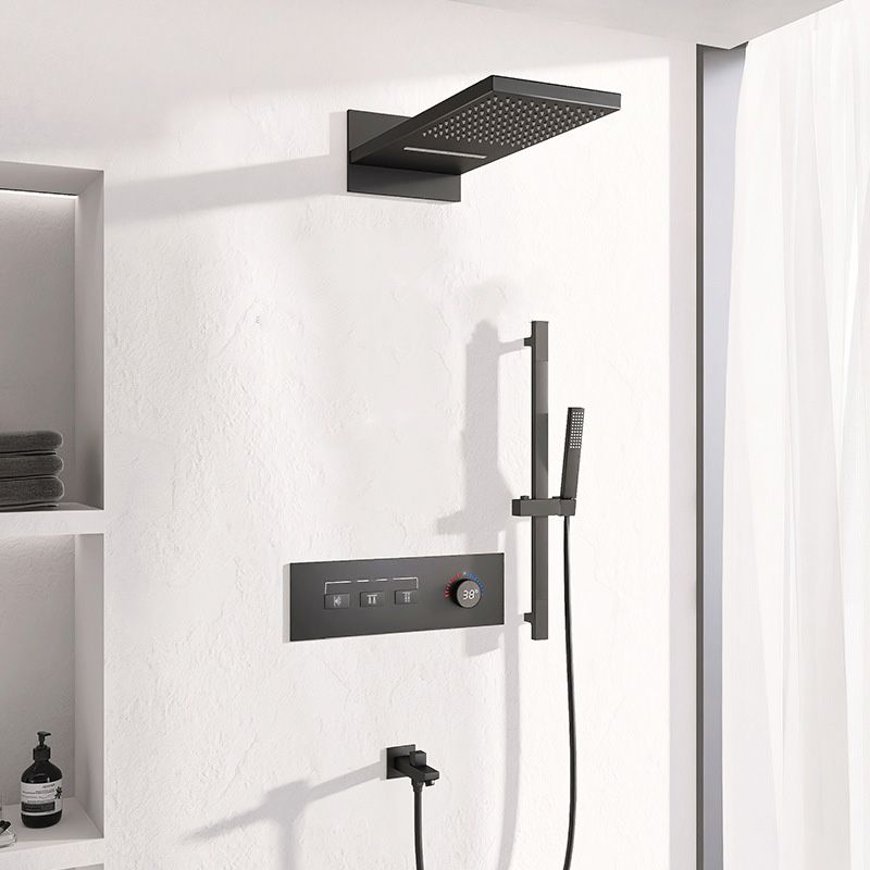 Modern Shower System Brass Slide Bar Included Adjustable Shower Head Shower Combo Clearhalo 'Bathroom Remodel & Bathroom Fixtures' 'Home Improvement' 'home_improvement' 'home_improvement_shower_faucets' 'Shower Faucets & Systems' 'shower_faucets' 'Showers & Bathtubs Plumbing' 'Showers & Bathtubs' 1200x1200_e3f0f3f9-0fe6-4506-a307-4af8a15ef065