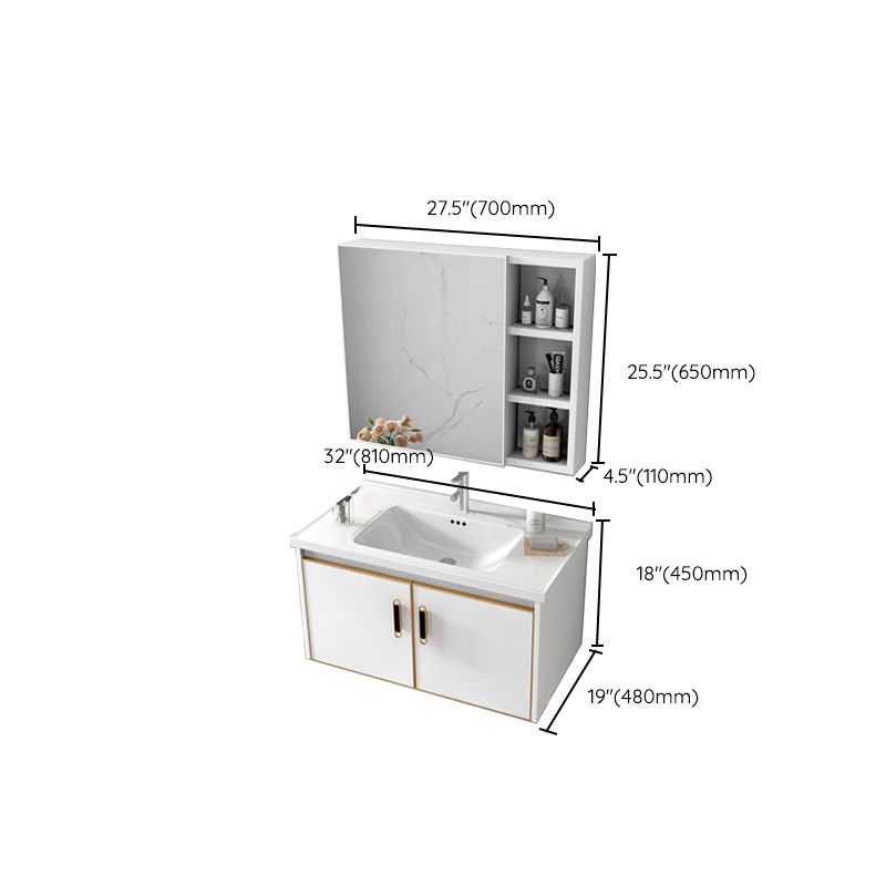 Glam Single Sink Vanity Metal Frame Rectangular Wall Mount Bath Vanity Clearhalo 'Bathroom Remodel & Bathroom Fixtures' 'Bathroom Vanities' 'bathroom_vanities' 'Home Improvement' 'home_improvement' 'home_improvement_bathroom_vanities' 1200x1200_e3f582c2-eb74-462e-972b-074df15d0000