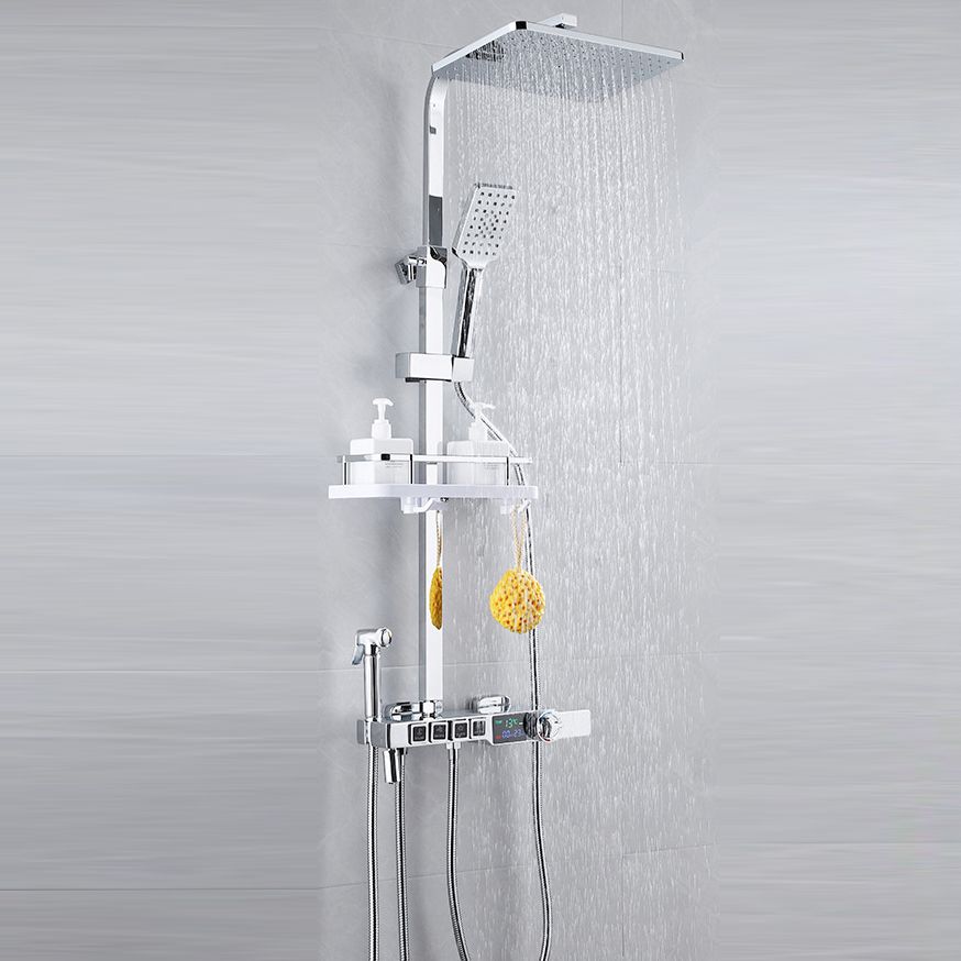 Shower System Square Rain Jet Massage Adjustable Spray Pattern Wall Mounted Shower Trim Clearhalo 'Bathroom Remodel & Bathroom Fixtures' 'Home Improvement' 'home_improvement' 'home_improvement_shower_faucets' 'Shower Faucets & Systems' 'shower_faucets' 'Showers & Bathtubs Plumbing' 'Showers & Bathtubs' 1200x1200_e3f895cb-efcc-4a91-8947-080026023a94