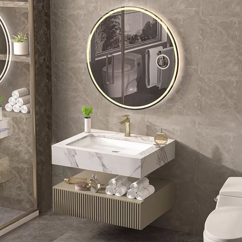 Bathroom Vanity Set Round LED Mirror Rectangular Sink Sink Vanity Clearhalo 'Bathroom Remodel & Bathroom Fixtures' 'Bathroom Vanities' 'bathroom_vanities' 'Home Improvement' 'home_improvement' 'home_improvement_bathroom_vanities' 1200x1200_e413244c-7bc9-4005-9ab5-25afde1df6df