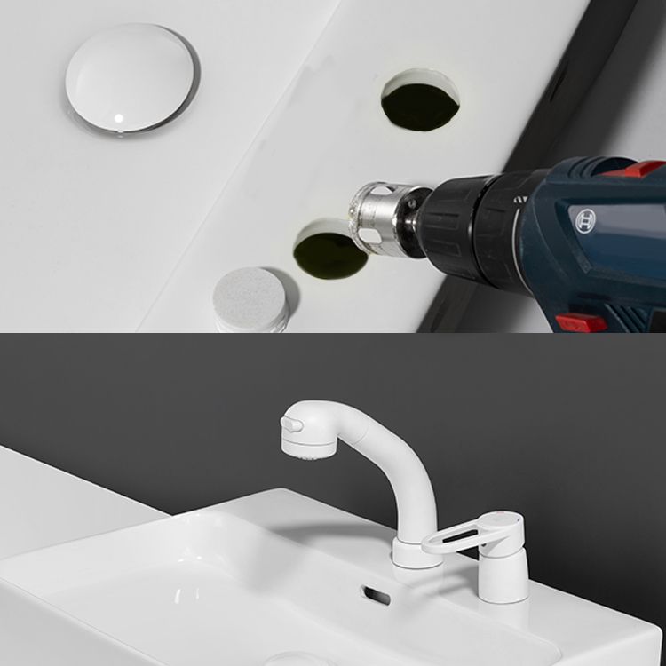 Modern Low Profile Kitchen Faucet Bathroom Sink Faucet in White Clearhalo 'Bathroom Remodel & Bathroom Fixtures' 'Bathroom Sink Faucets' 'Bathroom Sinks & Faucet Components' 'bathroom_sink_faucets' 'Home Improvement' 'home_improvement' 'home_improvement_bathroom_sink_faucets' 1200x1200_e4150e3a-4ec3-4a4d-8ac2-89807bcc0a91