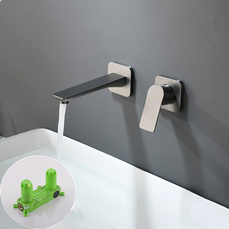 Metal Wall Mounted Bathroom Faucet Modern Widespread Sink Faucet Clearhalo 'Bathroom Remodel & Bathroom Fixtures' 'Bathroom Sink Faucets' 'Bathroom Sinks & Faucet Components' 'bathroom_sink_faucets' 'Home Improvement' 'home_improvement' 'home_improvement_bathroom_sink_faucets' 1200x1200_e41c9787-0dea-400f-97b8-5309c7b91989