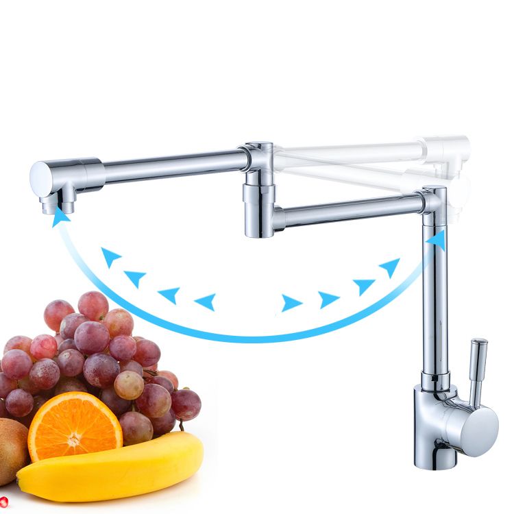 Modern Faucet 1-Handle 1-Hole Brass Single Level Low Profile Pot Filler Kitchen Faucet Clearhalo 'Home Improvement' 'home_improvement' 'home_improvement_kitchen_faucets' 'Kitchen Faucets' 'Kitchen Remodel & Kitchen Fixtures' 'Kitchen Sinks & Faucet Components' 'kitchen_faucets' 1200x1200_e4241d2d-aec5-4563-924b-77edb249513c