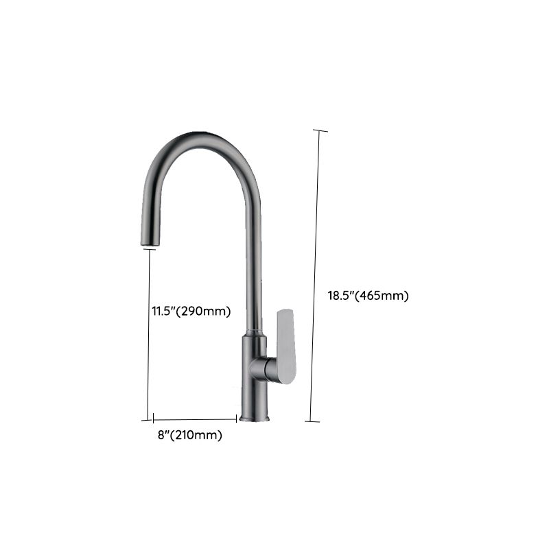 Modern Style Kitchen Faucet Copper Lever Handle Gooseneck Kitchen Faucet Clearhalo 'Home Improvement' 'home_improvement' 'home_improvement_kitchen_faucets' 'Kitchen Faucets' 'Kitchen Remodel & Kitchen Fixtures' 'Kitchen Sinks & Faucet Components' 'kitchen_faucets' 1200x1200_e427b1f0-7433-485b-be94-02a9416597e3