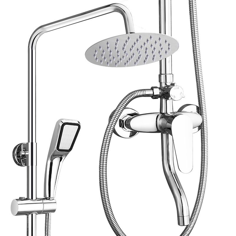 Modern Shower System Massage Jet Round Lever Handle Shower Trim Clearhalo 'Bathroom Remodel & Bathroom Fixtures' 'Home Improvement' 'home_improvement' 'home_improvement_shower_faucets' 'Shower Faucets & Systems' 'shower_faucets' 'Showers & Bathtubs Plumbing' 'Showers & Bathtubs' 1200x1200_e440adf2-755f-496f-9024-5d680a4dfc12