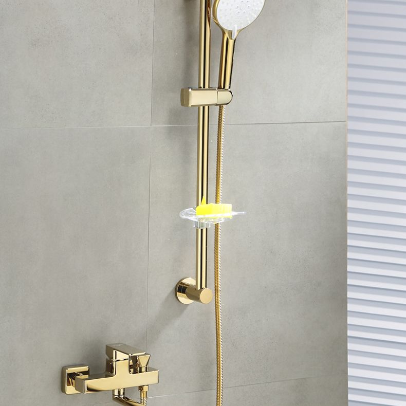 Wall Mounted Gold Bathtub Faucet Swivel Spout Lever Handle with Hand Shower Clearhalo 'Bathroom Remodel & Bathroom Fixtures' 'Bathtub Faucets' 'bathtub_faucets' 'Home Improvement' 'home_improvement' 'home_improvement_bathtub_faucets' 1200x1200_e4554629-4848-4ca6-aaf7-366bf90ed163