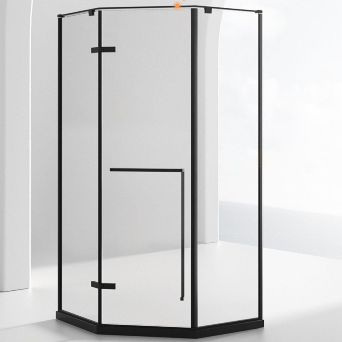 Neo-Angle Tempered Glass Shower Enclosure Black Framed Shower Enclosure Clearhalo 'Bathroom Remodel & Bathroom Fixtures' 'Home Improvement' 'home_improvement' 'home_improvement_shower_stalls_enclosures' 'Shower Stalls & Enclosures' 'shower_stalls_enclosures' 'Showers & Bathtubs' 1200x1200_e4574c17-3592-455f-b225-51afe196caab
