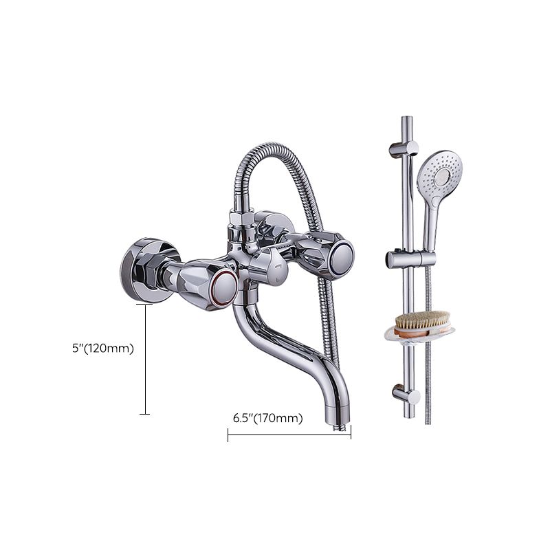 Chrome Bath Faucet Trim Wall Mounted Swivel Spout with Handheld Shower Clearhalo 'Bathroom Remodel & Bathroom Fixtures' 'Bathtub Faucets' 'bathtub_faucets' 'Home Improvement' 'home_improvement' 'home_improvement_bathtub_faucets' 1200x1200_e47274e2-6862-4da9-b91a-a0c27b00b2e8