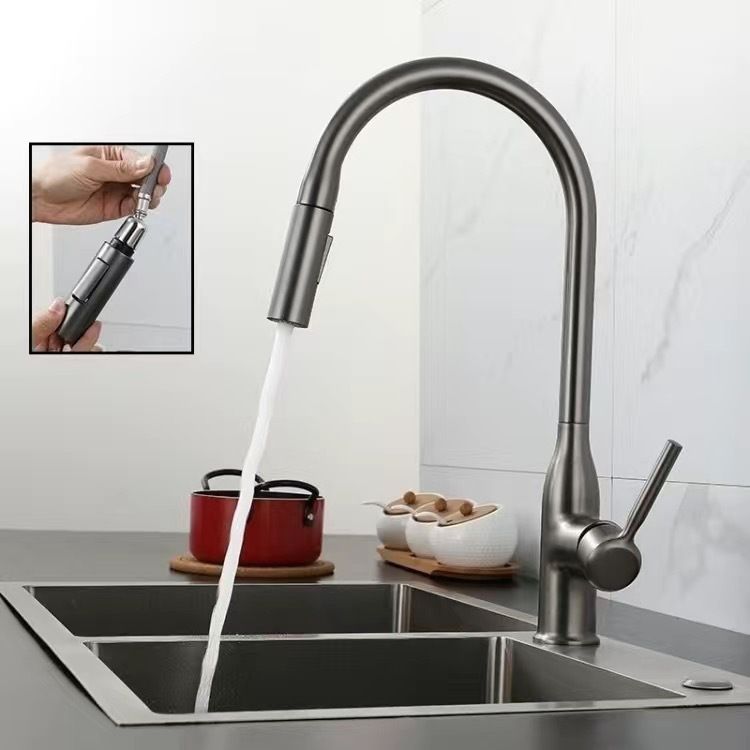 Modern Pull down Water Filler One Handle High Arch Kitchen Faucet Clearhalo 'Home Improvement' 'home_improvement' 'home_improvement_kitchen_faucets' 'Kitchen Faucets' 'Kitchen Remodel & Kitchen Fixtures' 'Kitchen Sinks & Faucet Components' 'kitchen_faucets' 1200x1200_e47409e1-1027-43b4-ae29-2c88e19543dd