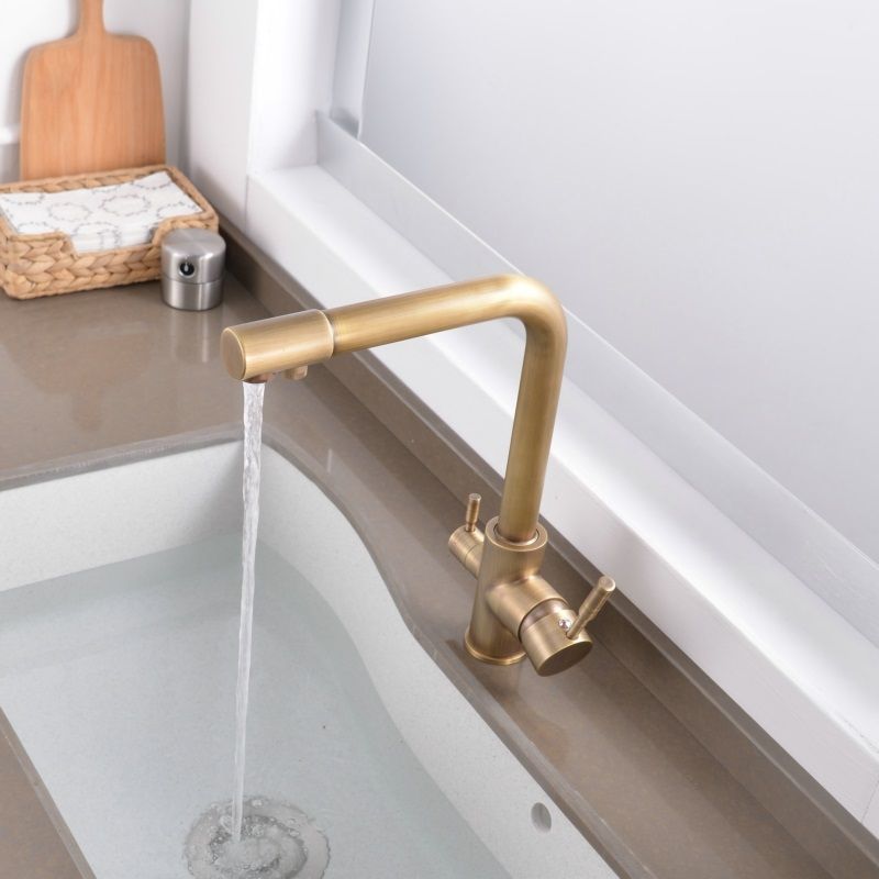 Traditional Kitchen Faucet Brass Low Profile Standard Kitchen Faucets Single Handle Clearhalo 'Home Improvement' 'home_improvement' 'home_improvement_kitchen_faucets' 'Kitchen Faucets' 'Kitchen Remodel & Kitchen Fixtures' 'Kitchen Sinks & Faucet Components' 'kitchen_faucets' 1200x1200_e498071b-846d-4d42-8810-431f4e233863