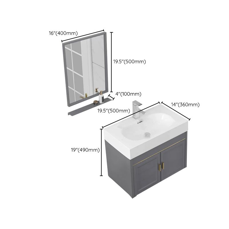 Glam Single Ceramic Top Vanity Oval Wall Mount Vanity Set with Mirror Clearhalo 'Bathroom Remodel & Bathroom Fixtures' 'Bathroom Vanities' 'bathroom_vanities' 'Home Improvement' 'home_improvement' 'home_improvement_bathroom_vanities' 1200x1200_e4d81886-43cf-4b34-a299-434383a9a5de