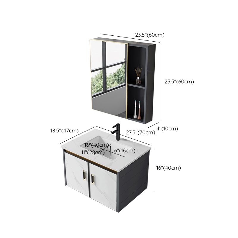 Sink Vanity Wall Mounted Mirror Drawers Ceramic Bathroom Vanity with Faucet Clearhalo 'Bathroom Remodel & Bathroom Fixtures' 'Bathroom Vanities' 'bathroom_vanities' 'Home Improvement' 'home_improvement' 'home_improvement_bathroom_vanities' 1200x1200_e4d9da80-b009-4b00-9282-8ccab1b8992d