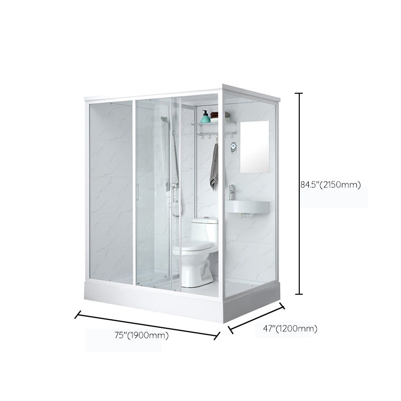 One Piece Tempered Glass Single Sliding Shower Enclosure White Frame Shower Enclosure Clearhalo 'Bathroom Remodel & Bathroom Fixtures' 'Home Improvement' 'home_improvement' 'home_improvement_shower_stalls_enclosures' 'Shower Stalls & Enclosures' 'shower_stalls_enclosures' 'Showers & Bathtubs' 1200x1200_e4f51ccd-ed70-453f-ae71-2fa751cf3a97