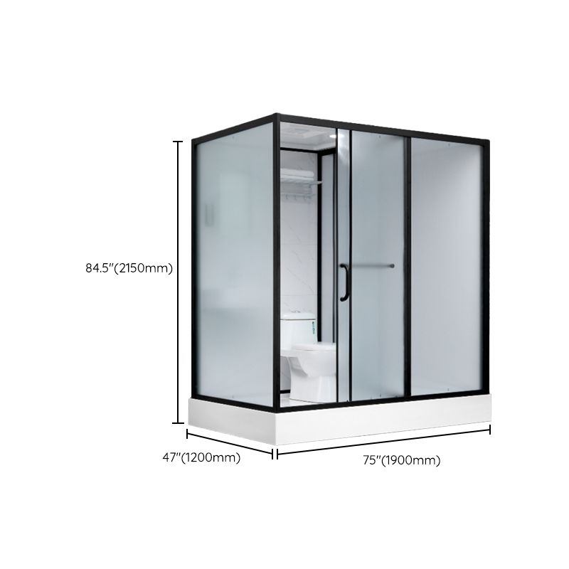 Shower Enclosure Clear Framed Single Sliding Rectangle Black Shower Stall Clearhalo 'Bathroom Remodel & Bathroom Fixtures' 'Home Improvement' 'home_improvement' 'home_improvement_shower_stalls_enclosures' 'Shower Stalls & Enclosures' 'shower_stalls_enclosures' 'Showers & Bathtubs' 1200x1200_e5193b78-d66c-4b8b-b758-8328ae2a694b