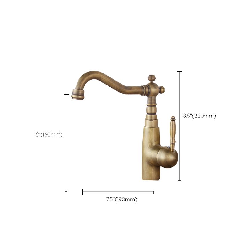 Traditional Standard Bar Faucet 1-Handle Kitchen Faucet in Gold Clearhalo 'Home Improvement' 'home_improvement' 'home_improvement_kitchen_faucets' 'Kitchen Faucets' 'Kitchen Remodel & Kitchen Fixtures' 'Kitchen Sinks & Faucet Components' 'kitchen_faucets' 1200x1200_e51c3bba-538a-4b43-ae17-edcbb7f8f0cf