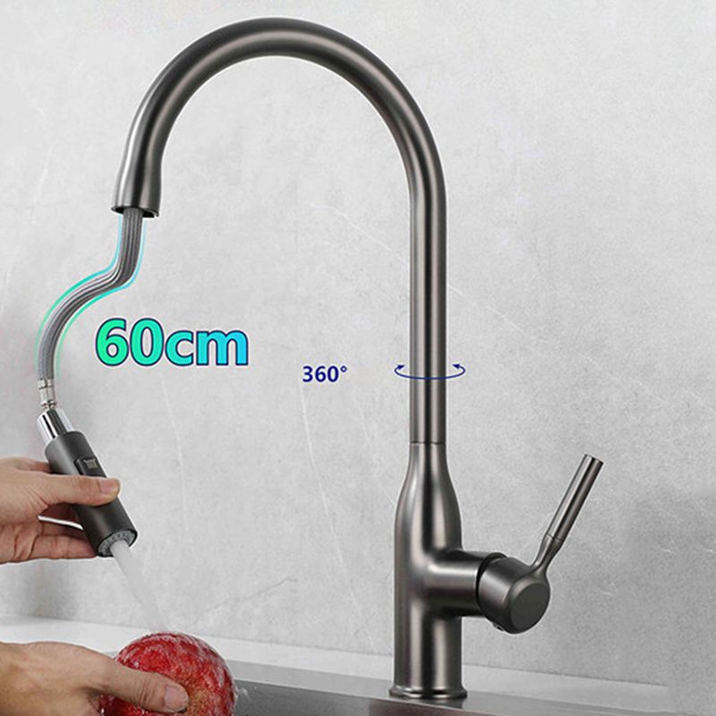 Modern Style Kitchen Faucet Copper 1-Handle Retractable High Arc Kitchen Faucet Clearhalo 'Home Improvement' 'home_improvement' 'home_improvement_kitchen_faucets' 'Kitchen Faucets' 'Kitchen Remodel & Kitchen Fixtures' 'Kitchen Sinks & Faucet Components' 'kitchen_faucets' 1200x1200_e5235133-2e44-4617-a30f-13ebce5ca645