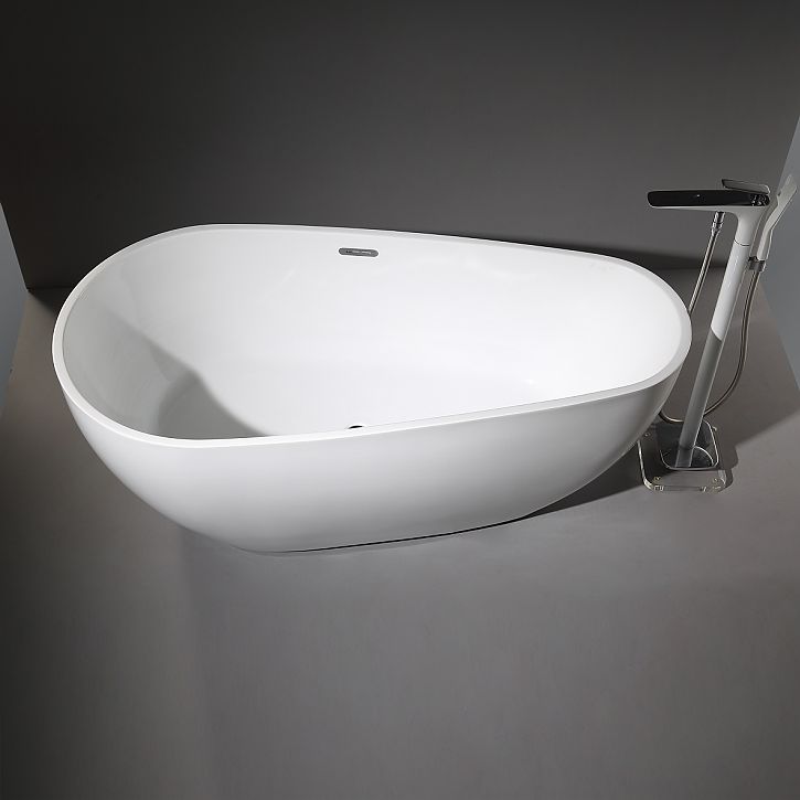 Modern Oval Bath White Acrylic Soaking Freestanding Back to Wall Bathtub Clearhalo 'Bathroom Remodel & Bathroom Fixtures' 'Bathtubs' 'Home Improvement' 'home_improvement' 'home_improvement_bathtubs' 'Showers & Bathtubs' 1200x1200_e538bedc-1f8b-44e4-909d-faec8a732a17