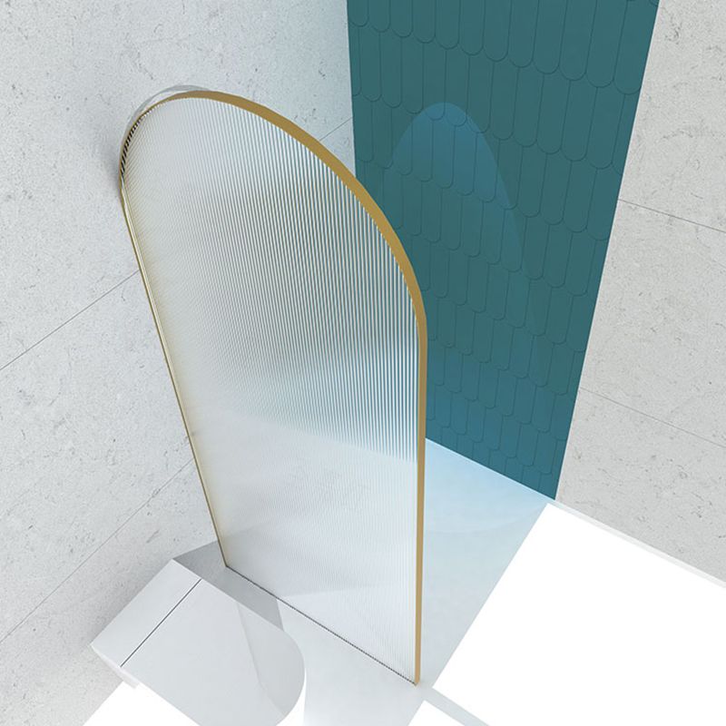 Metal Shower Door in Gold Finish, Tempered Single Fixed Framed Shower Bath Door Clearhalo 'Bathroom Remodel & Bathroom Fixtures' 'Home Improvement' 'home_improvement' 'home_improvement_shower_tub_doors' 'Shower and Tub Doors' 'shower_tub_doors' 'Showers & Bathtubs' 1200x1200_e5422b33-0e4e-4e66-b3f2-5af8a7e0214e