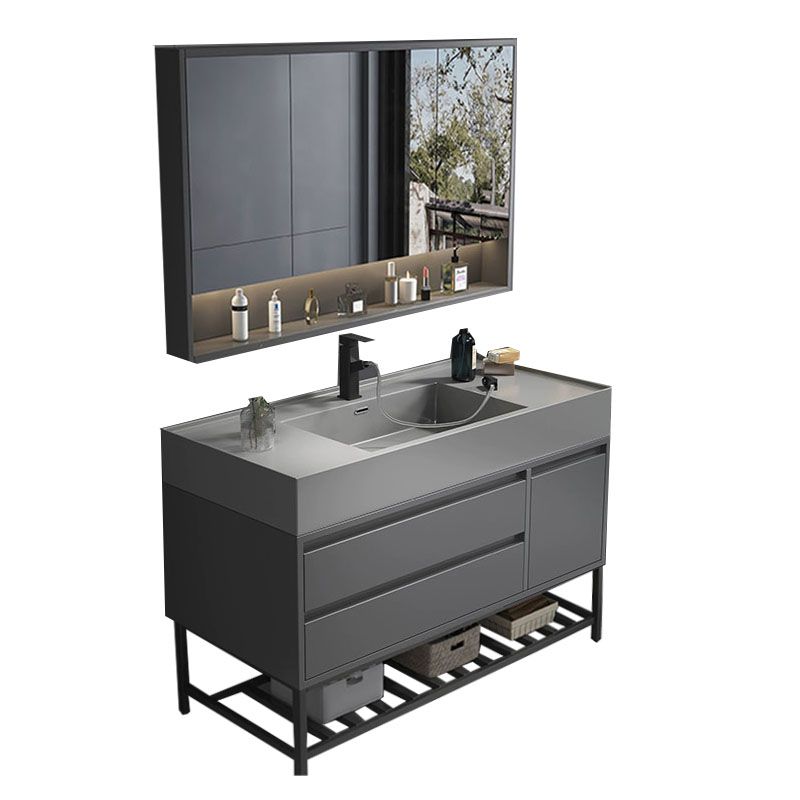Modern Bathroom Vanity Set Freestanding with Drawers and Backsplash Included Clearhalo 'Bathroom Remodel & Bathroom Fixtures' 'Bathroom Vanities' 'bathroom_vanities' 'Home Improvement' 'home_improvement' 'home_improvement_bathroom_vanities' 1200x1200_e5593479-5ff7-4059-840c-585f45b09451