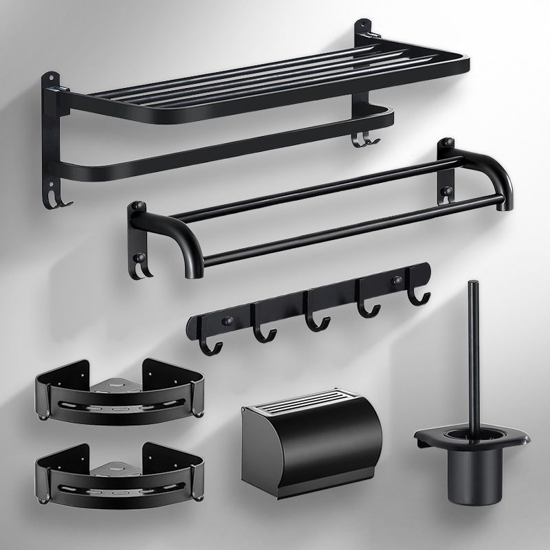 Modern Bathroom Hardware Black Paper Holder Bath Shelf Bathroom Accessory Kit Clearhalo 'Bathroom Hardware Sets' 'Bathroom Hardware' 'Bathroom Remodel & Bathroom Fixtures' 'bathroom_hardware_sets' 'Home Improvement' 'home_improvement' 'home_improvement_bathroom_hardware_sets' 1200x1200_e56fa5c1-5c93-4cde-b03a-dbd922ea5349