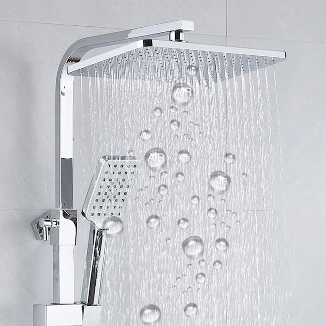 Shower System Square Rain Jet Massage Adjustable Spray Pattern Wall Mounted Shower Trim Clearhalo 'Bathroom Remodel & Bathroom Fixtures' 'Home Improvement' 'home_improvement' 'home_improvement_shower_faucets' 'Shower Faucets & Systems' 'shower_faucets' 'Showers & Bathtubs Plumbing' 'Showers & Bathtubs' 1200x1200_e57b145e-edbd-47b8-a697-a1059d5385e8