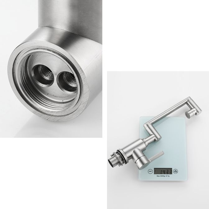 Swivel Spout Vessel Sink Faucet Stainless Steel Lever Handle Sink Faucet with Water Hose Clearhalo 'Bathroom Remodel & Bathroom Fixtures' 'Bathroom Sink Faucets' 'Bathroom Sinks & Faucet Components' 'bathroom_sink_faucets' 'Home Improvement' 'home_improvement' 'home_improvement_bathroom_sink_faucets' 1200x1200_e57c6221-337c-47e5-9619-1d70fbd3890d