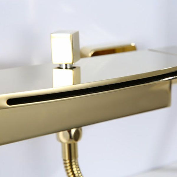 Modern Tub Filler Trim Copper Wall Mounted with Handshower Waterfall Tub Filler Clearhalo 'Bathroom Remodel & Bathroom Fixtures' 'Bathtub Faucets' 'bathtub_faucets' 'Home Improvement' 'home_improvement' 'home_improvement_bathtub_faucets' 1200x1200_e57f819b-7a50-412c-802d-0f150b6416cd