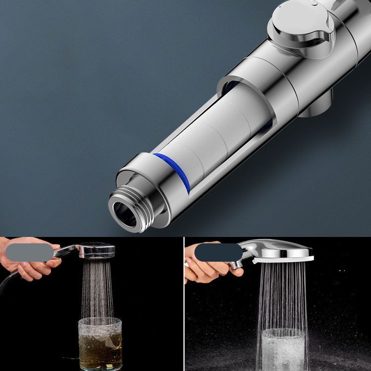 Contemporary Handheld Shower Head Round Shower Head Combo in Silver Clearhalo 'Bathroom Remodel & Bathroom Fixtures' 'Home Improvement' 'home_improvement' 'home_improvement_shower_heads' 'Shower Heads' 'shower_heads' 'Showers & Bathtubs Plumbing' 'Showers & Bathtubs' 1200x1200_e5800fe5-abd2-4158-b963-6af5b62951ee