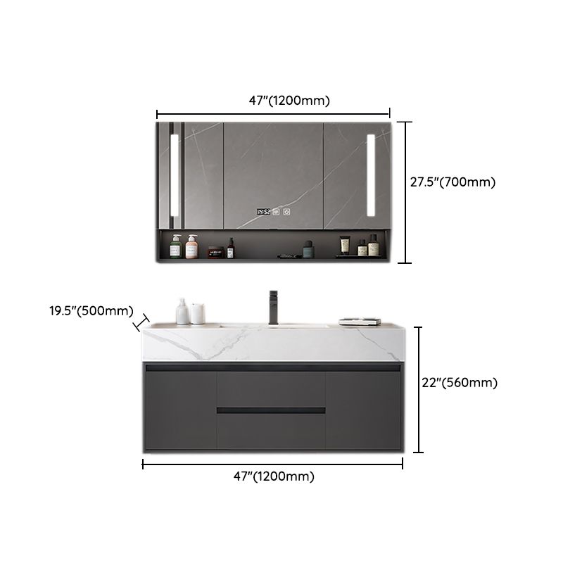 Wall Mount Faucet Included Sink Vanity with Sink Mirror for Bathroom Clearhalo 'Bathroom Remodel & Bathroom Fixtures' 'Bathroom Vanities' 'bathroom_vanities' 'Home Improvement' 'home_improvement' 'home_improvement_bathroom_vanities' 1200x1200_e5a6747a-958b-46f8-b07b-1b5d237f5c1a