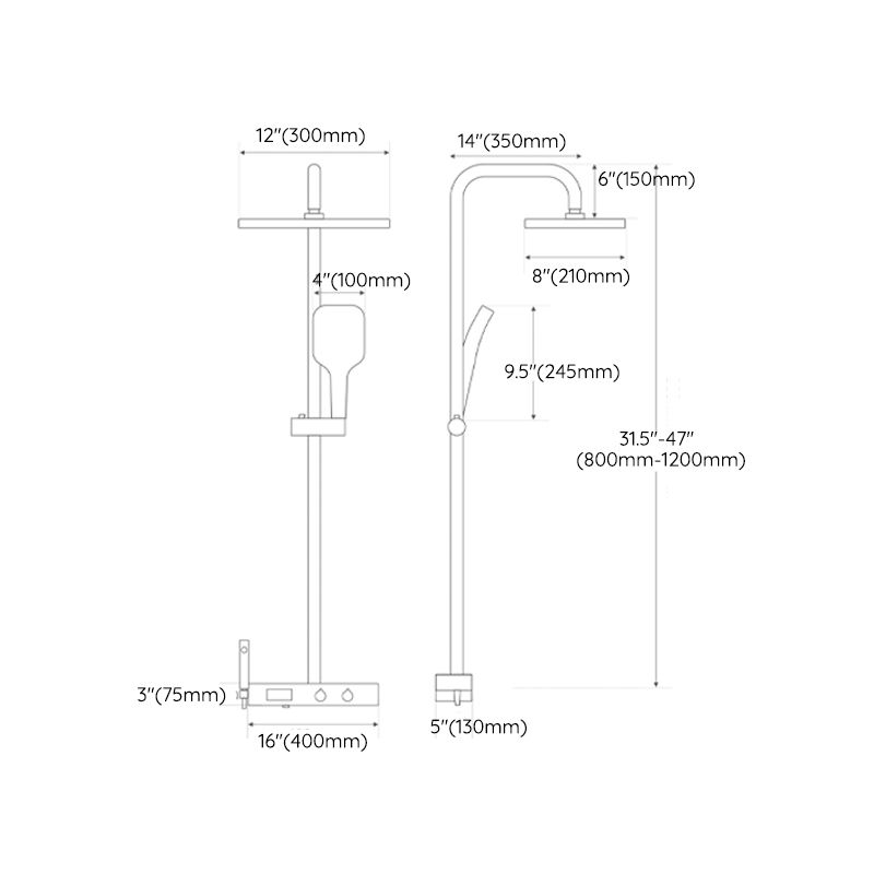Modern Shower Trim Handheld Shower Head Wall Mounted Rain Shower Head Shower Trim Clearhalo 'Bathroom Remodel & Bathroom Fixtures' 'Home Improvement' 'home_improvement' 'home_improvement_shower_faucets' 'Shower Faucets & Systems' 'shower_faucets' 'Showers & Bathtubs Plumbing' 'Showers & Bathtubs' 1200x1200_e5b9877f-9ec6-4f7b-bd3f-0f191a8e808d